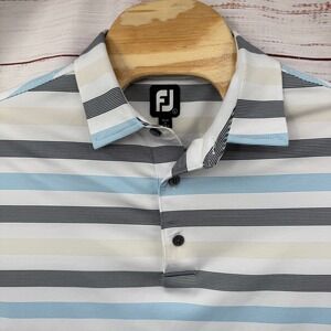 FootJoy‎ Golf Polo Shirt Mens Large Striped Short Sleeve Performance Athletic